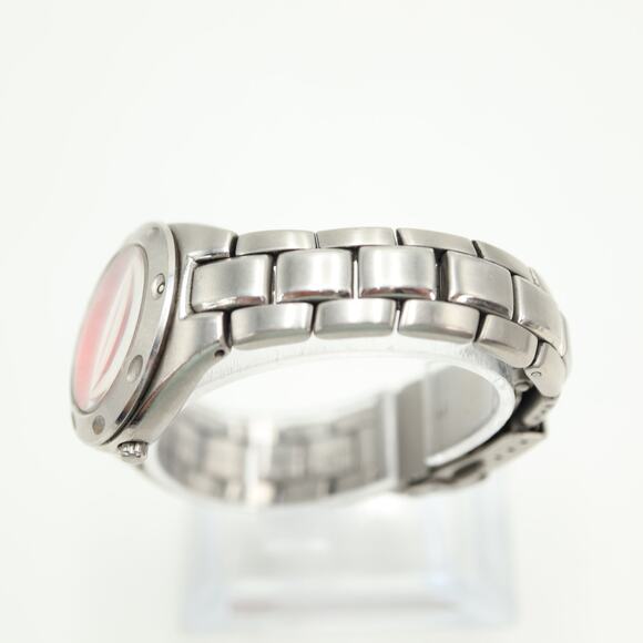 Fossil Blue 30mm Red Dial Womens Watch w 6" Stainless Steel AM3340 New Battery - Picture 9 of 10